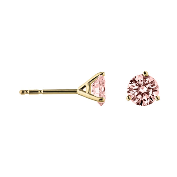 Gorgeous 1 ctw Lab Grown Pink Diamond Stud Earrings set in 14K Martini  Settings