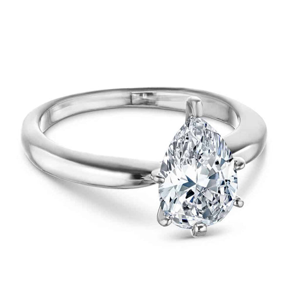 1 Ct. Certified Pear-Shaped Diamond Solitaire Engagement Ring in 14K White Gold (I/I2)