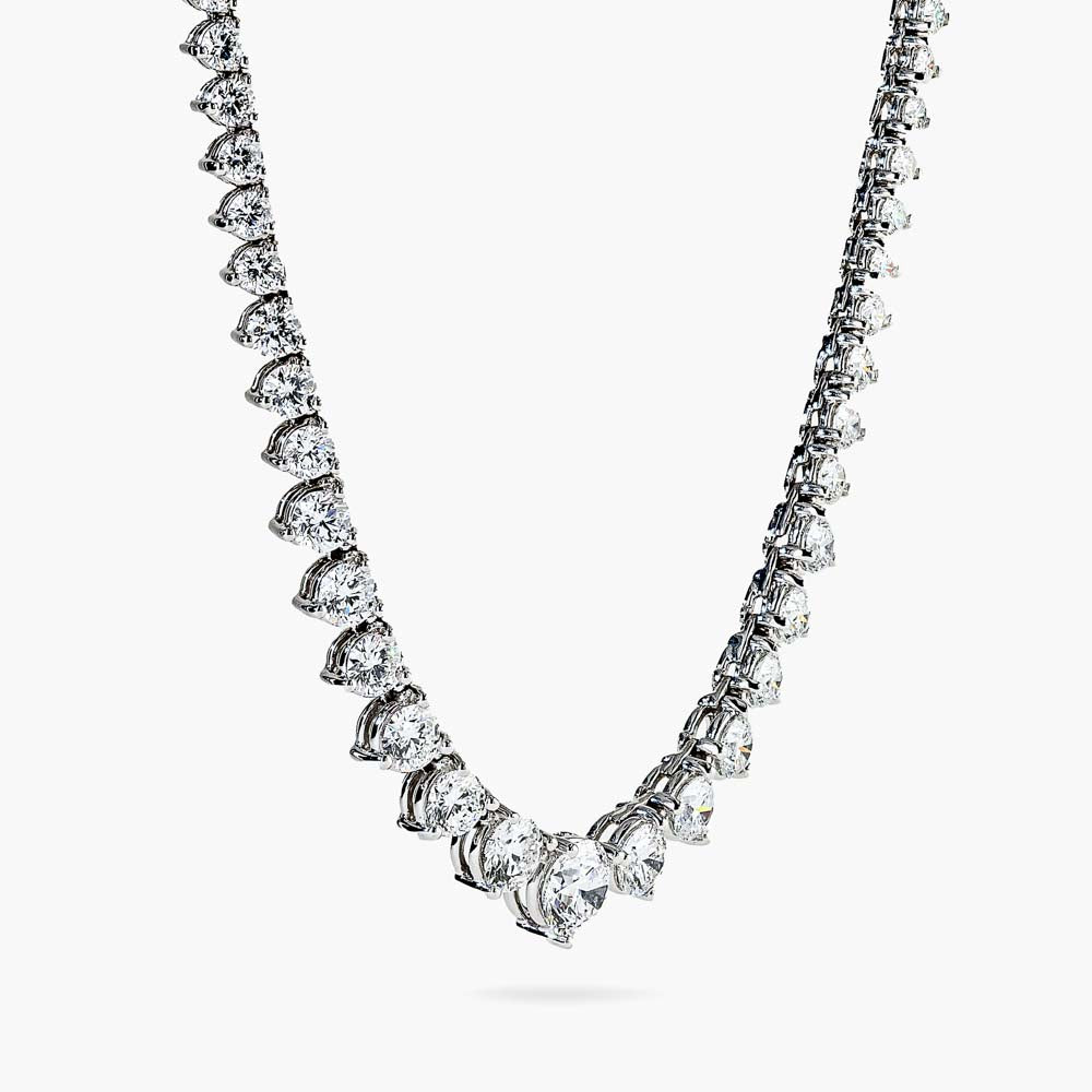 Round Diamond Necklace, Lab Grown Diamond Tennis Necklace