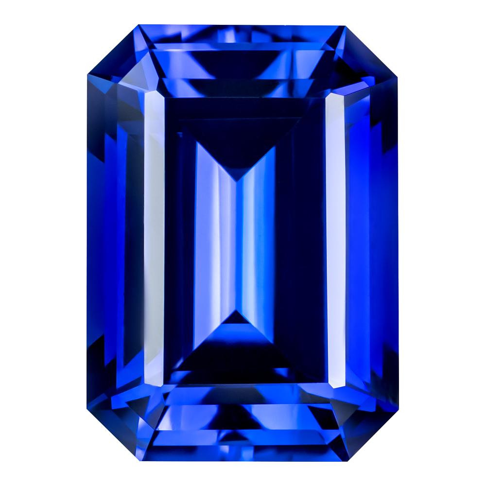 0.70 Carat Emerald Cut Lab-Created Blue Sapphire