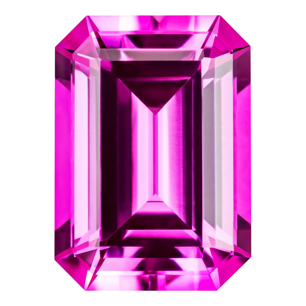 1.28 Carat Emerald Cut Lab-Created Pink Champagne Sapphire