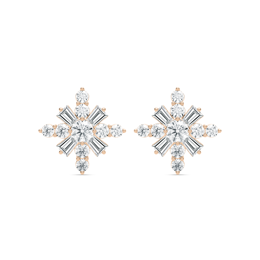 Snowflake & Sunburst Stud Earrings Sun popular Stud Earrings Brilliant Cut Diamond Simulants Bloom Flower Delicate Luxurious Earrings [BE8464]