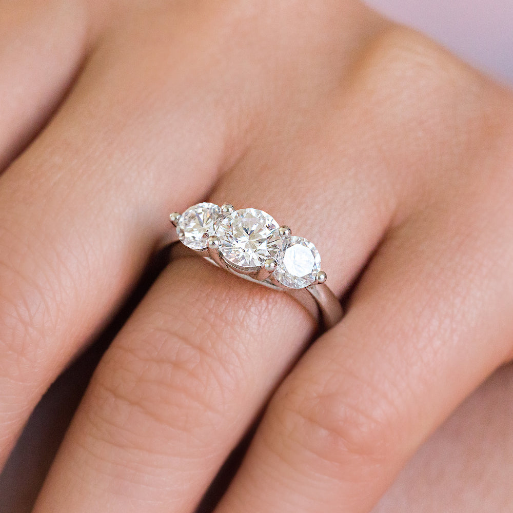 14K White Gold Princess Three-Stone Engagement Ring | Holliday Jewelry |  Klamath Falls, OR