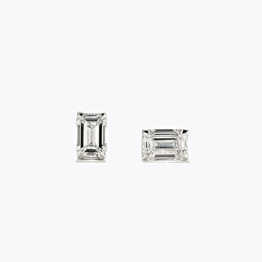 One Carat Emerald Cut Stud Diamond Earring In White Gold | Fascinating  Diamonds