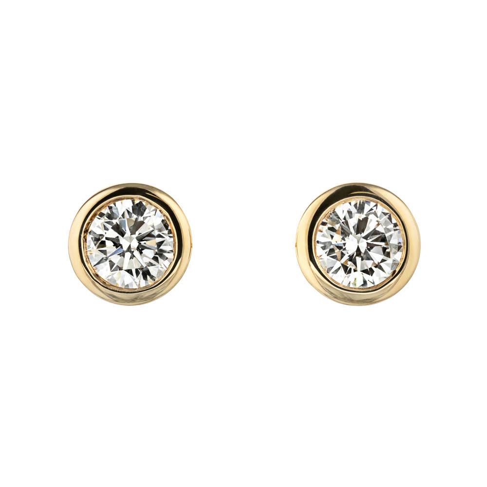 Women's 14K Gold Round Bezel Diamond Studs in Yellow Gold by Quince