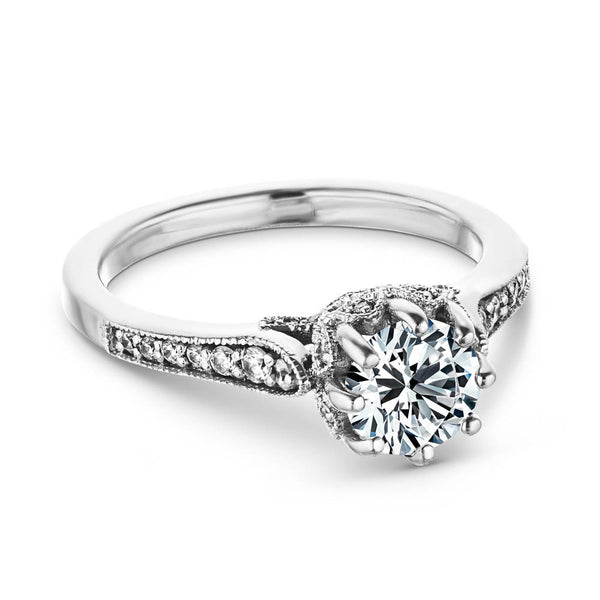 Oak tree leaves moissanite and diamond crown engagement ring / Royal Oak |  Eden Garden Jewelry™