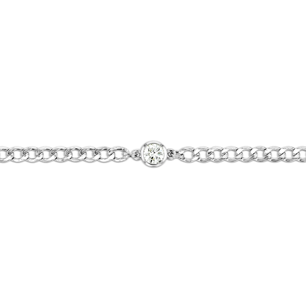 Diamond Bezel Curb Chain Bracelet - MiaDonna