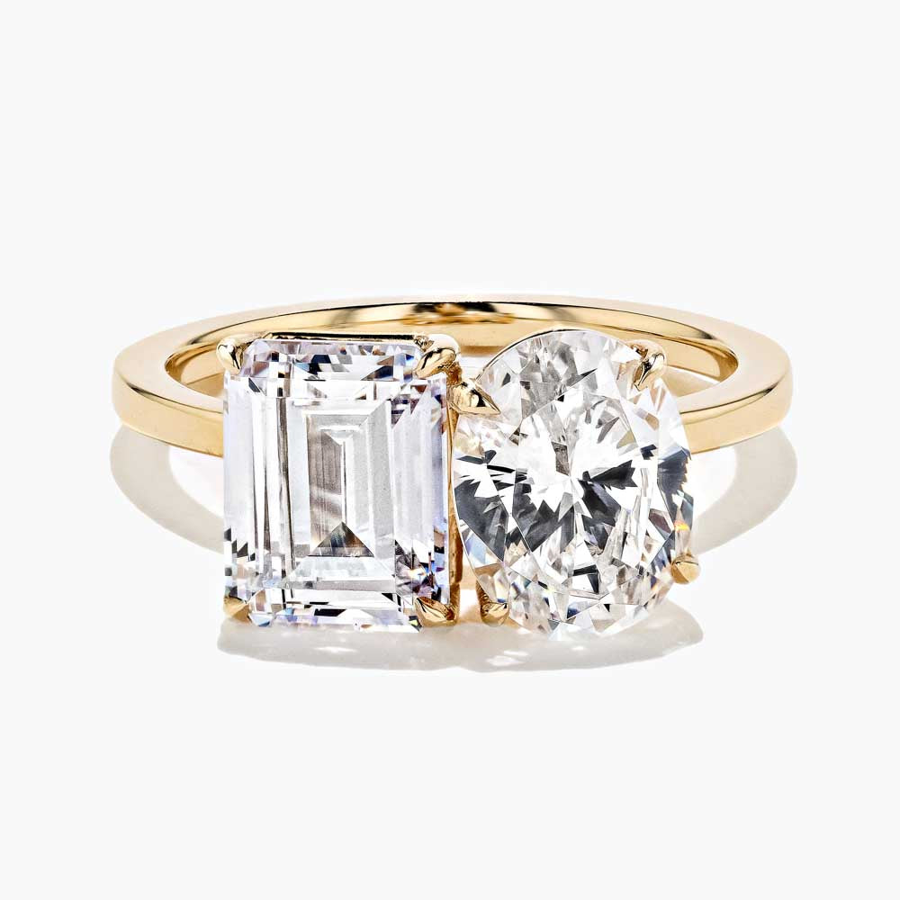 2.0Ct Emerald Cut Natural Black Diamond Ring, 14KT Yellow Gold Engagement  Ring