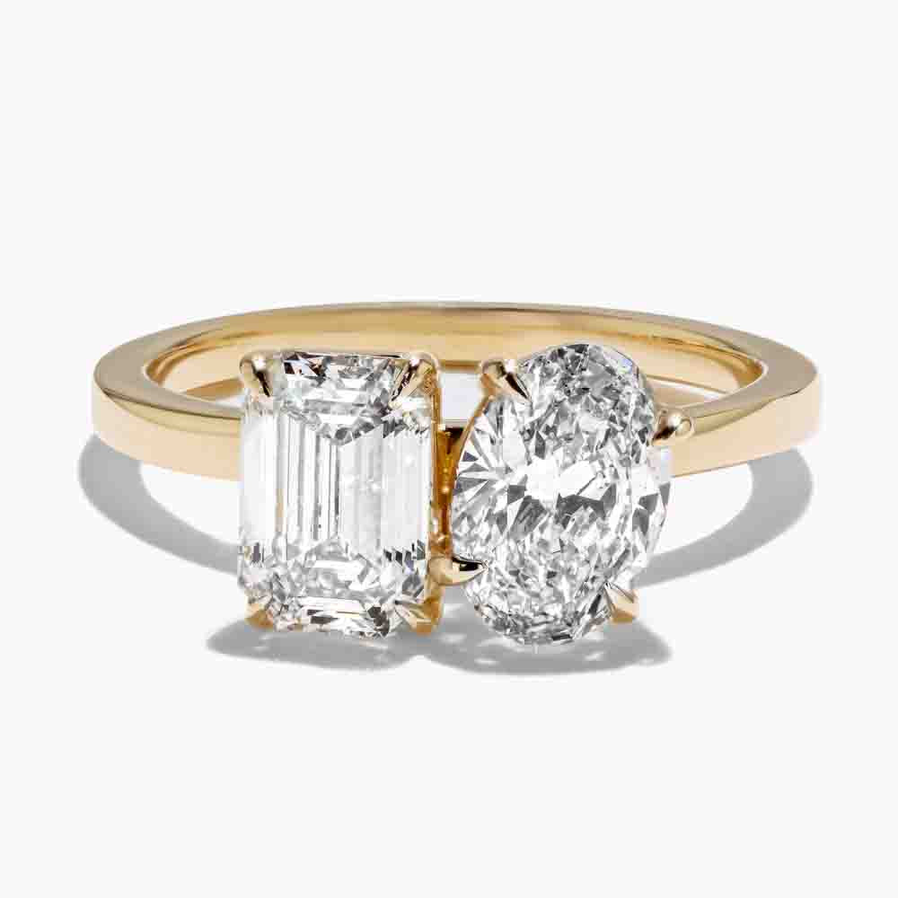 Radiant and Pear Cut Lab Grown Toi Et Moi Wedding Ring