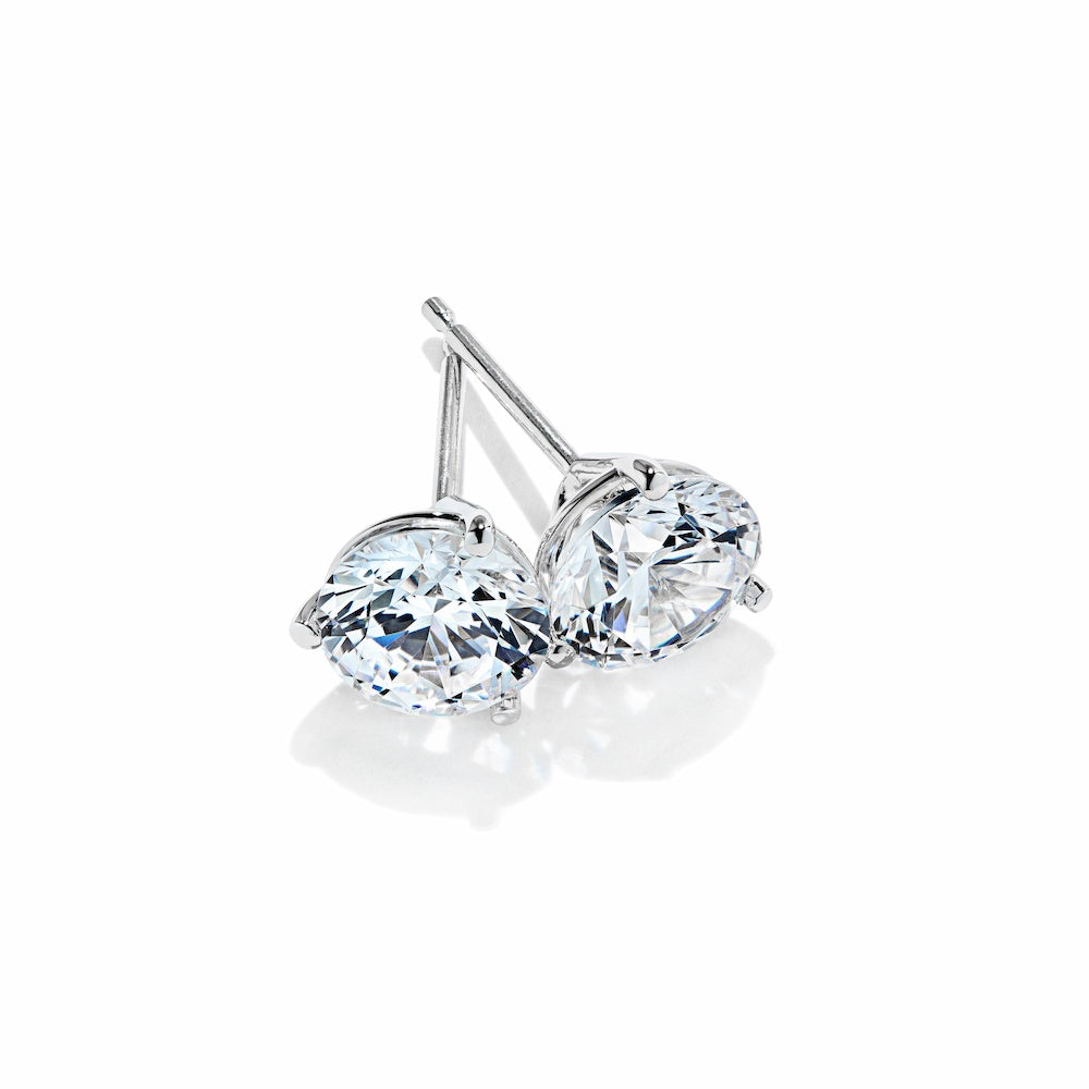 1-6 Carat Martini 3 Prong Round Cut Lab Grown Diamond Stud Earrings