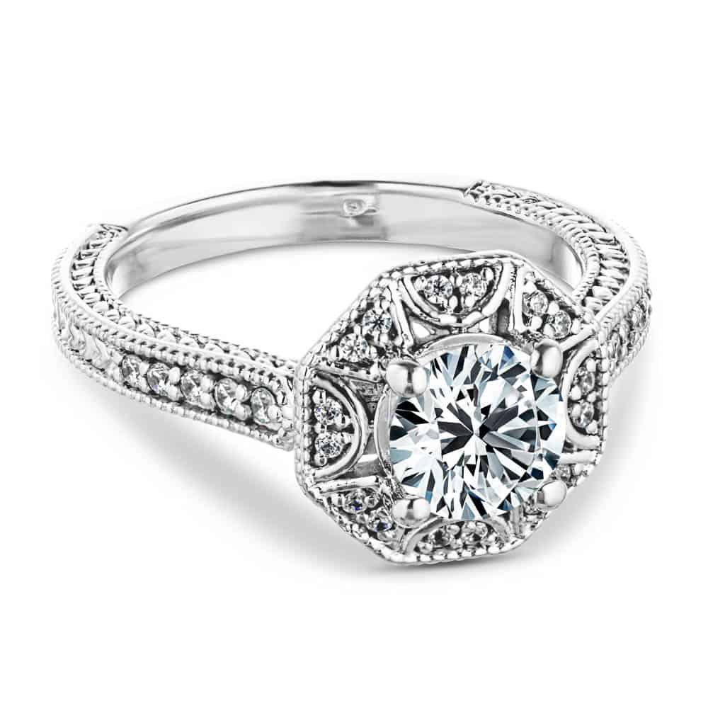 Pierced Design Antique Diamond Engagement Ring - 1/2ct Vintage Diamond Ring